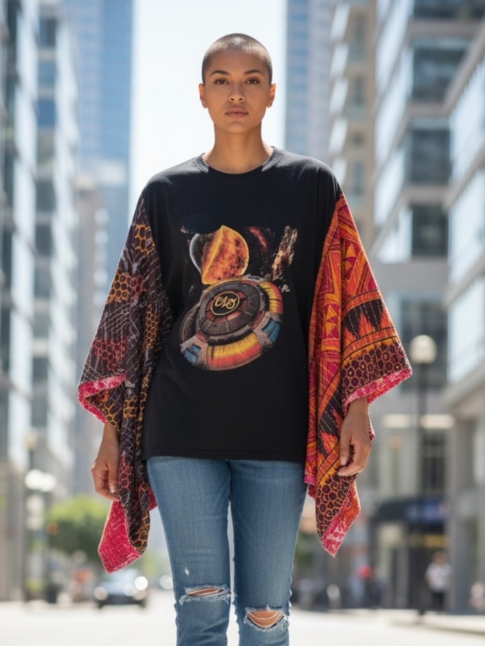 ELO Artisan Made Upcycled Size Inclusive Tshirt 29” Boho long Granny D Original
